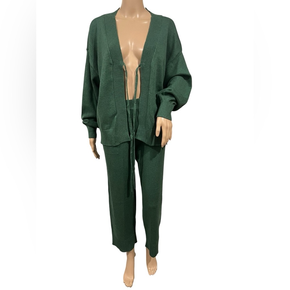 NWOT FREE PEOPLE BEACH Womens Solar Cardigan & Pants Set In Green Size Small - Picture 3 of 13